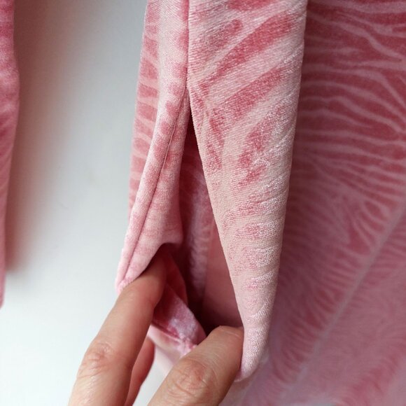 NWOT Traffic People Velour Velvet Jacquard Pink Shift Dress Zippered Back Zebra - Picture 14 of 16